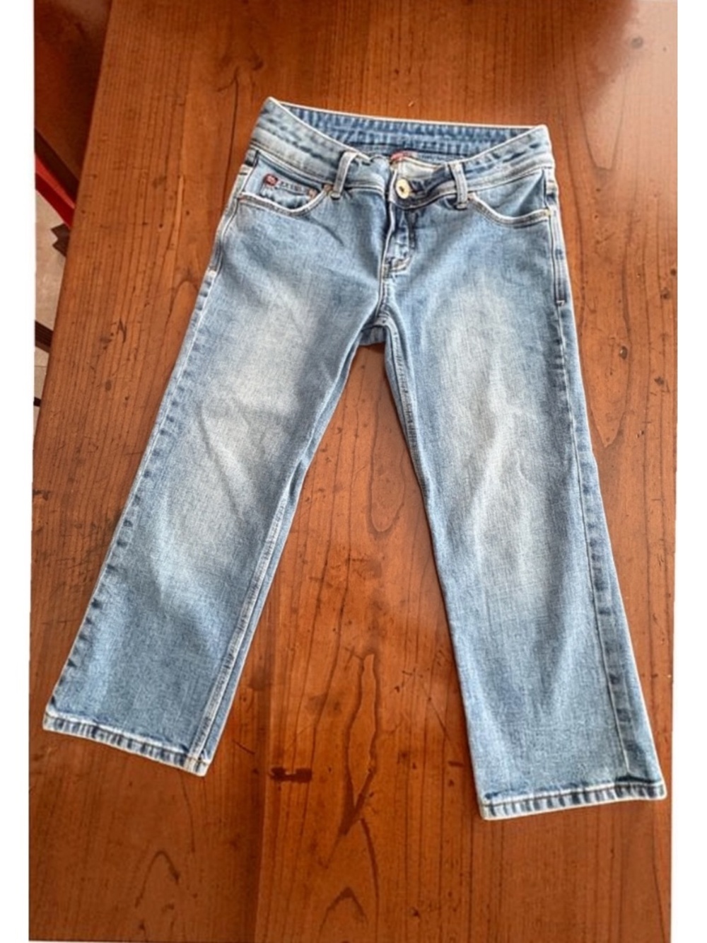 MOTO UK Design Wide Leg Capri Jeans Blue Light Wash Cropped Y2K Denim Size 29